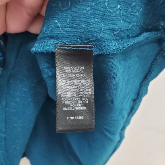 Express Dreamweight Cotton Women's Teal Sequin Front Modal Racerback Tank Top M - Picture 4 of 6